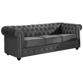 vente-unique Sofa 3-Sitzer - Samt - Anthrazit - Chesterfield