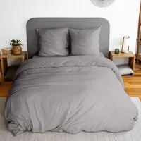 Sweeek Bettwäsche-Set aus vorgewaschener Mikrofaser in anthrazit 260 x
