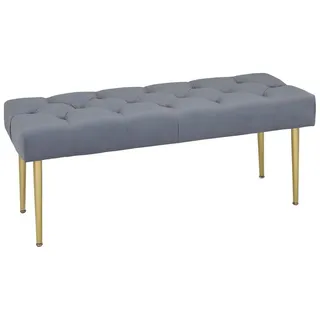 Homcom Sitzbank Bettbank Polsterbank in Samtoptik Schminkbank für Wohnzimmer, Hellgrau, Gold, 115 x 46B x 49H cm