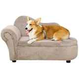 PawHut Hundesofa, mit Stauraum, beige