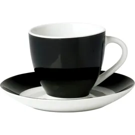 VAN WELL Untertasse VAN WELL "Teller Set, Vario", schwarz-weiß (schwarz, weiß), B:15,5cm H:6,5cm T:15,5cm Ø:14,5cm, Porzellan, Speiseteller, Porzellan, spülmaschinen- und mikrowellengeeignet, Ø 14,5 cm
