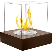 Selsey Tischkamin Kastra - Bioethanol-kamin Quadratisch Mit Sicherheitsglas, 40 X 52 X 40 Cm (braun Mit Struktur)