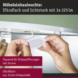 Paulmann LED Möbel-Einbauleuchte weiß Ø 6,5 cm warmweiß 3er Set