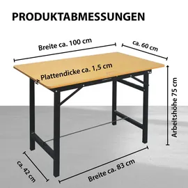 Trutzholm Arbeitstisch Holz/Metall 100 x 60 x 75 cm schwarz klappbar 150 kg