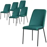 ML-DESIGN Polsterstuhl Esszimmerstühle mit Rückenlehne moderne Design Lounge Küchenstühle (6 St), Esstischstühle 6er Set Petrol Küchenstuhl Stahl Polyester bis 120 kg blau