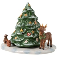 Villeroy & Boch Christmas Toy's Memory "Weihnachtsaum mit Waldtieren", dekorative Figur aus Hartporzellan, für Teelichter geeignet, bunt, 23 x 17 x 17 cm