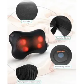 Naipo Massagekissen Shiatsu Massagegerät mit und Infrarot Wärmefunktion Grau Flauschiger Hülle