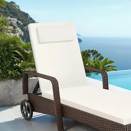 Tectake tectake® Rattan Sonnenliege, widerstandsfähig, 6-fach verstellbare Rückenlehne, 200 x 70 x 33 cm
