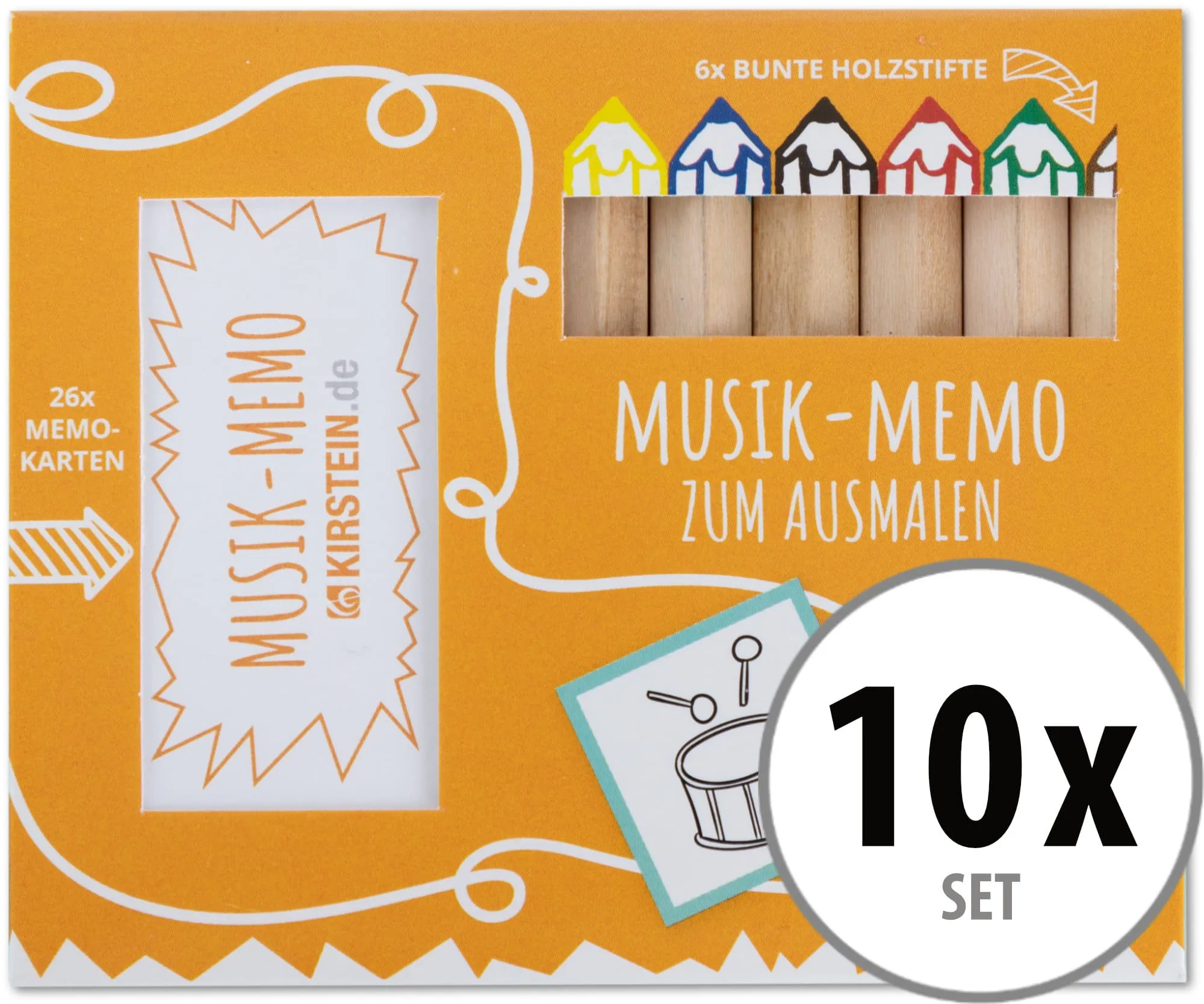 Kirstein Musik-Memo zum Ausmalen 10x Set