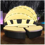 Swing&Harmonie Sonneninsel Rattan Lounge grau
