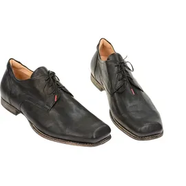 THINK! Herren GURU chromfrei gegerbte nachhaltige Halbschuhe, Schwarz 0010