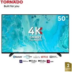 Tornado LINUX Smart TV 50 Zoll 4K Ultra HD, Rahmenlos, mit integriertem Receiver