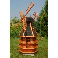 DSH DEKO SHOP HANNUSCH Gartenfigur XL Windmühle mit Solar-Beleuchtung - 1,5 Meter Höhe schwarz