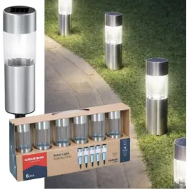 Grundig Solarleuchte Edelstahl 15,0 cm 6er Set lila/silber