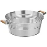 Dehner Zink-Wanne mit Holzgriffen, rund, silber