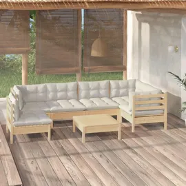 vidaXL Garten-Lounge-Set 7-tlg. beige Kiefernholz