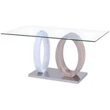Vente-Unique Esstisch, Natur, Weiß, Glas, 6-Sitzer, Rechteckig, 160x76x90 cm, Esszimmer, Tische, Esstische