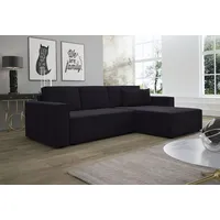 Fun Möbel Ecksofa Schlafsofa Sofa CONOR Stoff Kronos Schwarz Ottomane Rechts - Schwarz