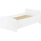 Erst-Holz Weißes Seniorenbett 100 x 200 cm Einzelbett Extra Hoch Modell 42 Federleisten