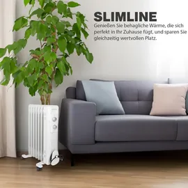 Clatronic Clatronic® Ölradiator | Effiziente mobile Heizung | elektrische Heizung mit 7 Rippen | Radiator mit 3 Leistungsstufen | Slimline Heizkörper | bi... | Weiß