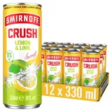 Smirnoff Crush Lemon & Lime (12 x 330ml Dosen) | Premium Vodka Mixgetränk | Ready to Drink mit Zitrone & Limette | 10% Vol. Alkohol | Ideal für Party & Festival