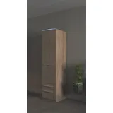 Priess Kleiderschrank PRIESS "Schrank Garderobe Wäscheschrank Barcelona in 5 Breiten", braun (struktureichefarben hell), B:48cm H:193cm T:54cm, Holzwerkstoff, Schränke, Kleiderschrank, viel Stauraum, geräumige Schubkästen, mit Spiegel, MADE IN GERMANY