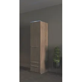 Priess Kleiderschrank PRIESS "Schrank Garderobe Wäscheschrank Barcelona in 5 Breiten", braun (struktureichefarben hell), B:48cm H:193cm T:54cm, Holzwerkstoff, Schränke, Kleiderschrank, viel Stauraum, geräumige Schubkästen, mit Spiegel, MADE IN GERMANY