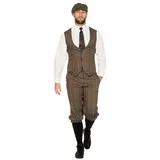 Metamorph Kostüm 20er Jahre Dandy braun, Elegante Kombination aus Weste, Hose und Mütze braun 54