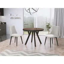 WFL GROUP Designer Runder Ausziehbarer Esstisch 100 x 76 x 100 cm braun