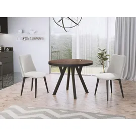 WFL GROUP Designer Runder Ausziehbarer Esstisch 100 x 76 x 100 cm braun