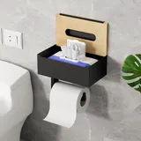 Toilettenpapierhalter mit Feuchttücherbox - Klopapierhalter ohne Bohren Klorollenhalter mit Ablage für WC & Badezimmer, Selbstklebend or Bohren
