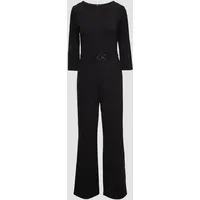 s.Oliver BLACK LABEL s.Oliver - Fließender Jersey-Jumpsuit mit Ziergürtel, Damen, schwarz, 44