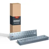 Helpmate – 12 Stück Flachverbinder 60x240 mm – Holzverbinder galvanisch verzinkt & blau passiviert – Verbindungsplatte mit hervorragendem Ko... - Blau