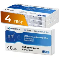 Corona Schnelltest Nasal – 4 Tests | SARS-CoV-2 Antigen Rapidtest | Gültig Neue Varianten | CE 1434 Zertifiziert | Selbsttest