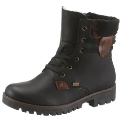 Winterboots RIEKER, Damen, Gr. 42, schwarz, Lederimitat, klassisch, Schuhe, Winterstiefelette, Schnürstiefelette, Boots mit Tex-Ausstattung