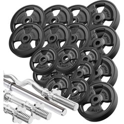 Hantelstangen gummierte Tri-Grip Hantelscheiben Set 113 kg - Marbo Sport