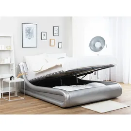 Beliani Bett mit Stauraum Kunstleder AVIGNON 180 x 200 cm Silber