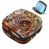 1 Stück Damenbinden Aufbewahrungstasche, große Damenbinden Organizer Wiederverwendbare erste Periode Tasche für Mädchen Frauen Damen - 17 x 17 x 12 cm / Ästhetischer Tiger Schmetterling Floral