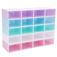 LGODDYS 20er Schuhboxen Transparent Stapelbar Schuhkartons Durchsichtig Aufbewahrungsboxen mit Frontöffnung Faltbar Schuhaufbewahrung Box Kunststoff Schuhbox für Zubehör Accessoires (Gemischte Farbe)