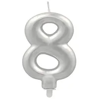 Papstar Zahlenkerze mit Halter 7 cm 12 St. Silber