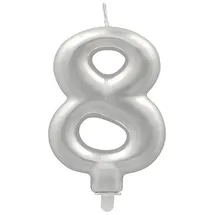Papstar Zahlenkerze mit Halter 7 cm 12 St. Silber