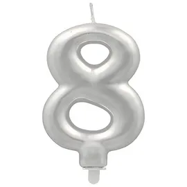 Papstar Zahlenkerze mit Halter 7 cm 12 St. Silber