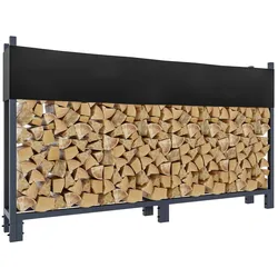 DELUKE® Kaminholzregal aussen mit Abdeckung REOB für Feuerholz Brennholzregal aussen mit Plane Kaminholzständer draussen Kaminholzhalter 25x200x115cm