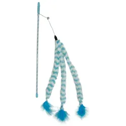 Duvoplus Cat Toy Spielangel Catchy Plüsch-Schwanz - blau/weiß