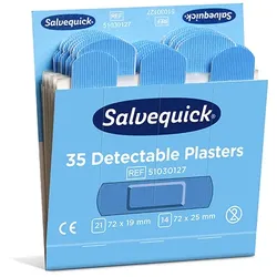 Papstar 60 Sets Cederroth Salvequick Detectable Pflaster (35 Stück) blau , Refill