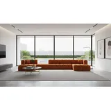kaiser möbel Ecksofa modulare Wohnlandschaft, Veloursstoff Salvador, Grand U Big XL 500 cm, Extra große Wohnlandschaft,Modulares Sofa für große Räume braun