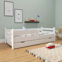 Kids Collective Kinderbett 160x80 mit Rausfallschutz, Schublade in weiß 80 x 160 Mädchen Jungen Bett Skandi | Weiß