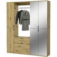 Inn.furn Garderoben-Set Eiche Artisan 152 cm mit Spiegel Line-Up