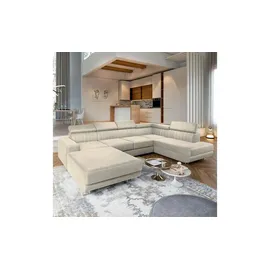 masseno Wohnlandschaft Velours 3-Sitzer Weiß