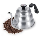 Schwanenhals Wasserkocher, 1000ml Teekanne Wasserkocher,34oz Edelstahl Wasserkessel Induktion Gooseneck Kettle Kaffeekanne mit Thermometer für Teezubereitung Kaffeeliebhaber